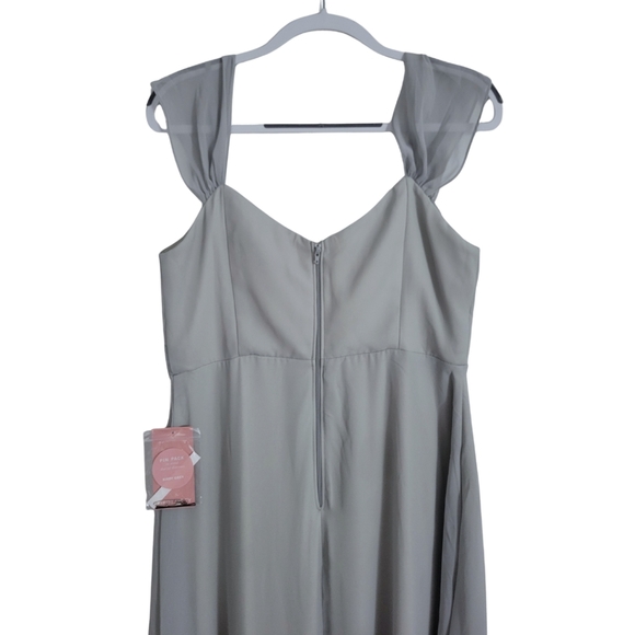 Birdy Grey Spence Convertible Chiffon Dress Dove Gray Size L Bridesmaid Formal - Picture 4 of 7